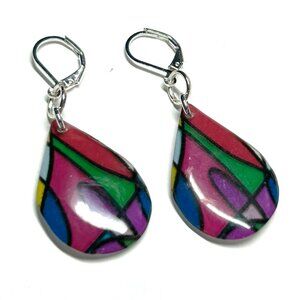 Earrings ECHO VALLEY SPARKS Lever Back Drop Resin Wearable Pop Art Jewelry